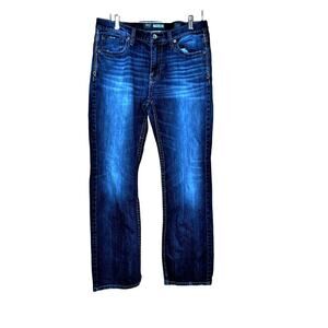 BKE mens size 32 X 30 1/2 Tyler blue jeans distressed straight leg